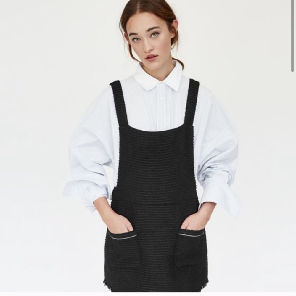 ZARA BLACK TWEED DRESS WITH POCKETS